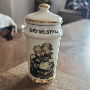 Hummel Cream and Gold Spice Jar - Mustard